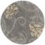 Elegant Floral Shag 4' Round Gray and Beige Synthetic Rug