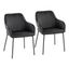 Black Faux Leather and Metal Dining Chairs, Set of 2