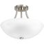 Brushed Nickel 2-Light Semi-Flush Mount with Etched Glass Shade