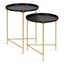 Ulani Modern Black and Gold Round Metal Nesting Side Table Set of 2