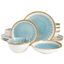 Light Blue Ceramic 16-Piece Embossed Dinnerware Set