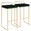 Fuji Gold Metal Barstool with Green Velvet Cushion, Set of 2