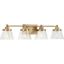 Hinton 4-Light Brass and Glass Bath Vanity Fixture