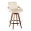 Cream Faux Leather Walnut Swivel Counter Stool