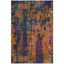 Blue and Orange Abstract Synthetic Area Rug