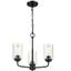 Mini Moven Matte Black 3-Light Seeded Glass Chandelier