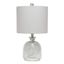 Smokey Gray Hammered Glass Nightstand Lamp with Linen Shade