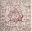 Fuchsia and Ivory Synthetic Square Area Rug, 4' x 4'