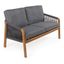 Gray and Teak Brown Acacia Wood Outdoor Loveseat with Cushions