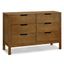 Walnut 51.25" Double Dresser with Six Drawers