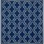 Handwoven Navy/Ivory Geometric Square Wool & Silk Rug, 7' x 7'