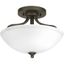 Antique Bronze Glass Bowl Semi-Flush Ceiling Light