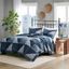 Blue Cotton Patchwork Full Quilt Set with Shams