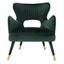 Transitional Forest Green Velvet Wingback Accent Chair with Gold Accents