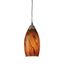 Galaxy Satin Nickel Mini Pendant with Brown Glass Shade