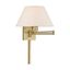 Antique Brass Swing Arm Wall Lamp with Oatmeal Fabric Shade