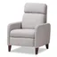 Casanova Light Gray Leather-Wood Modern Recliner Chair