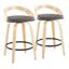 Grotto 26" Gray Faux Leather Swivel Counter Stool Set