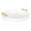 White and Gold Round MDF Tray with Handles