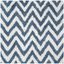 Ivory and Blue Hand-Tufted Cotton Shag Area Rug, 7' x 7'