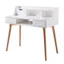 Modern White/Natural Wood Writing Desk with Hutch and Drawers