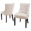 Beige Linen Upholstered Parsons Side Chair with Wood Legs