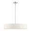 Elegant Brushed Nickel 5-Light Drum Pendant with Crystal Accents and Off-White Shade