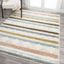 Gray and Multicolor Striped Synthetic 4' x 6' Area Rug