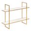 32.7" White and Gold Floating Wall Shelf