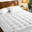 Queen White Cotton Top Down Alternative Mattress Pad