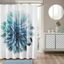 Aqua Blossom Print Cotton Shower Curtain