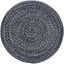 Black and White Braided Cotton Round Rug, 3' x 3'