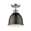 Matte Black and Silver Transitional Flush Mount Light