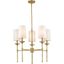 Emily Rubbed Brass 5-Light Chandelier with Off-White Shades