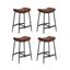 Brown Faux Leather Saddle Seat Backless Bar Stools with Matte Black Metal Frame, Set of 4