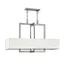 Elegant Antique Nickel 4-Light Linear Chandelier with Off-White Linen Shade