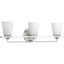 Brushed Nickel 3-Light Bath Vanity with Etched Glass Shades