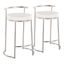 White Metal Round Counter Stool with Padded Seat, 26"