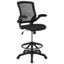 Ergonomic Mid-Back Mesh Drafting Chair with Adjustable Arms, Black