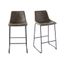Collins 15" Gray Metal and Faux Leather Barstool Set
