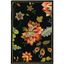 Elegant Floral Black Wool Hand-Knotted Area Rug - 2'9" x 4'9"