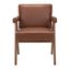 Contemporary Cognac Faux Leather Arm Chair with Walnut Finish