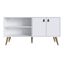 Amber White MDF TV Stand with Faux Leather Handles and Cabinet