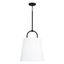 Brody Matte Black 1-Light Pendant with White Fabric Shade