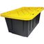 Heavy Duty Black and Yellow Stackable Storage Tote with Lid, 27 Gallon