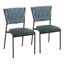 Braided Tania 39" Blue Faux Leather Metal Dining Chair Set