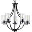 Lassiter Matte Black Steel Chandelier with Clear Glass Shades