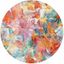 Lillian Blue Floral Round Synthetic Area Rug