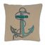 Aqua Embroidered Anchor 18" Square Cotton Throw Pillow