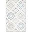 Ivory and Light Blue Hand-Tufted Wool 8' x 10' Area Rug